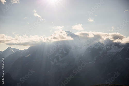 Monte Bianco or Mont Blanc in backlight  italian side