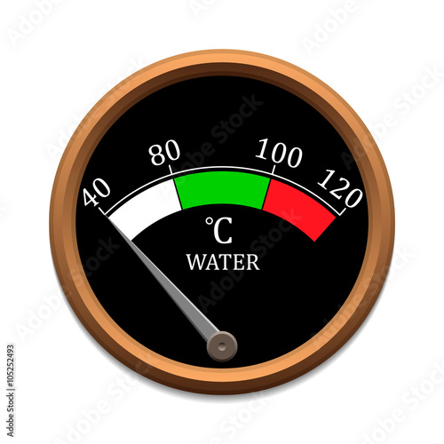 Water temperature scale with arrow