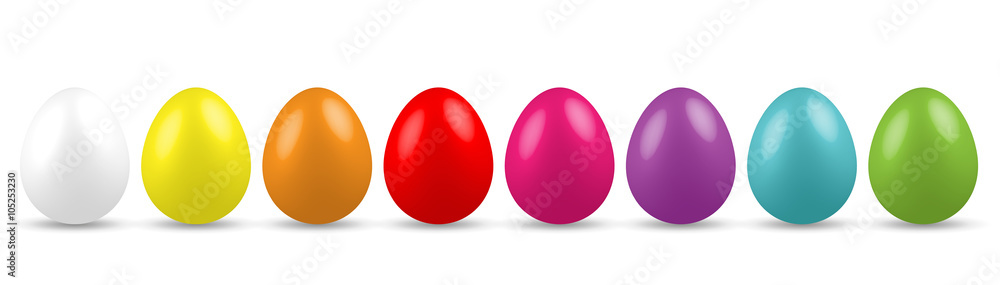 Fototapeta premium Bunte Ostereier suchen Eier färben Vektor Banner