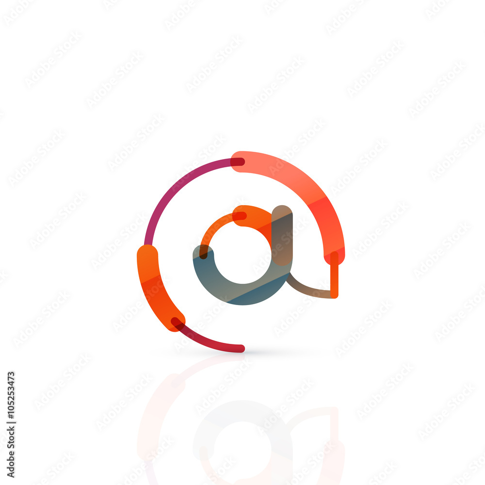 Vector email business symbol, or at sign logo. Linear minimalistic flat icon design Vector email business symbol, or at sign logo. Linear minimalistic flat icon design
