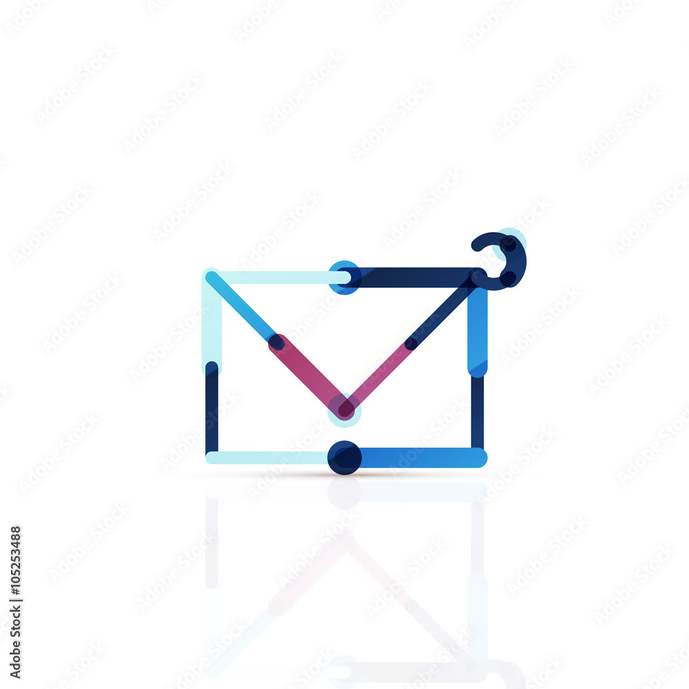 Vector email business symbol, or at sign logo. Linear minimalistic flat icon design Vector email business symbol, or at sign logo. Linear minimalistic flat icon design