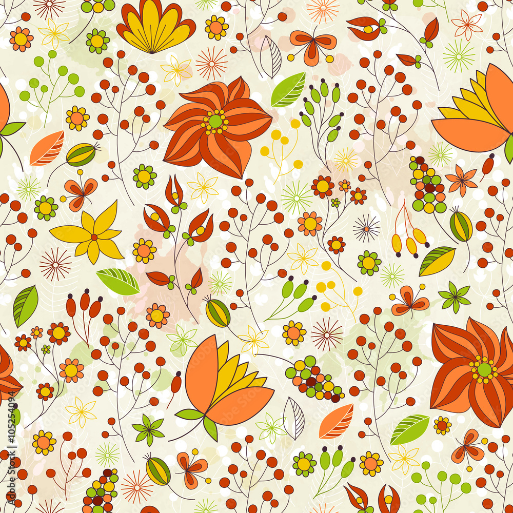 Seamless floral colorful vector pattern