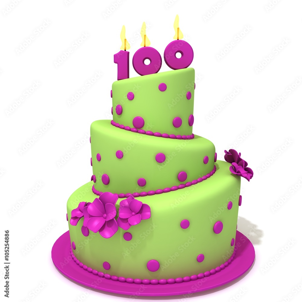 Birthday cake with number one hundred Birthday cake with number one hundred