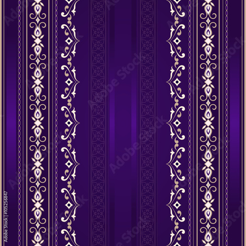 Golden seamless border on a dark violet background.