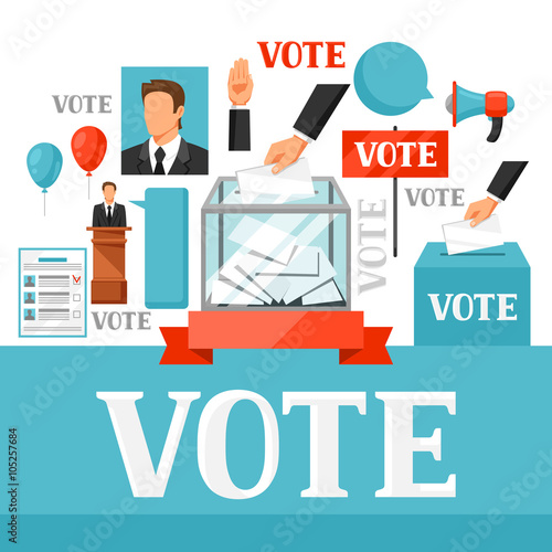 Vote political elections background. Illustration for campaign leaflets, web sites and flayers