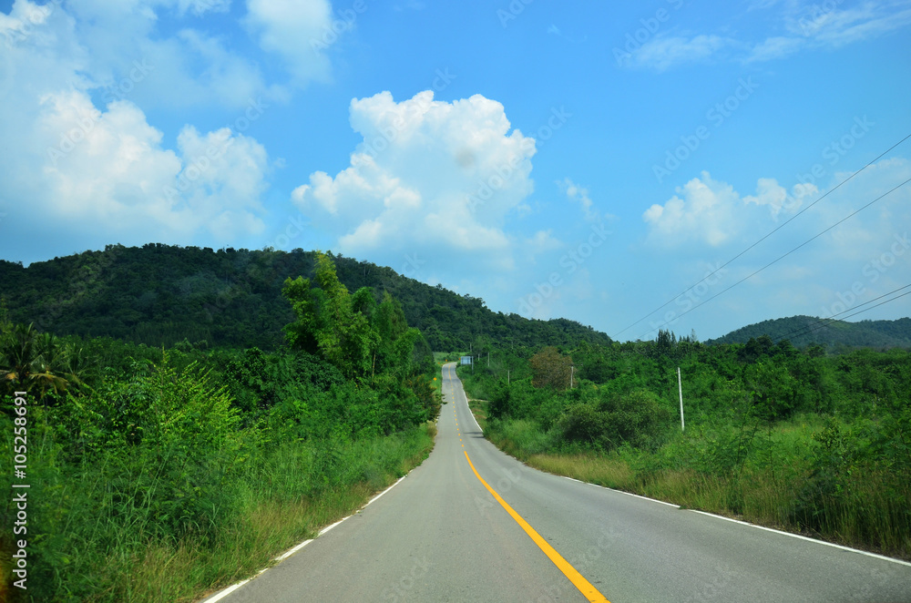 Road at countryside near kaeng krachan dam