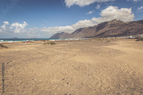 coast of Famara beach  Lanzarote Island  Canary Islands  Spain