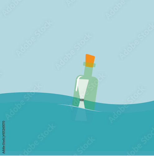 Flaschenpost treibt im Wasser