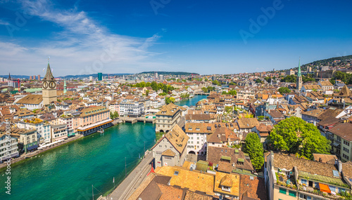 Aerial city panorama of Zürich, Switzerland