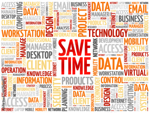Save Time word cloud concept