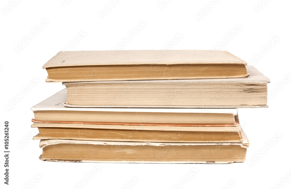 pile of old books, isolated on the white pile of old books, isolated on the white