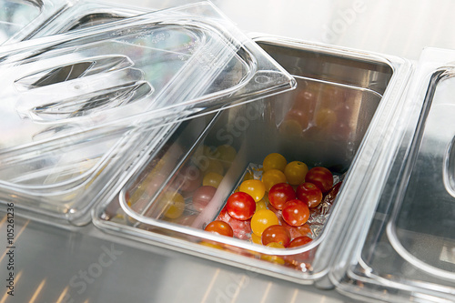 Counter for food warmers in a fast food restaurant