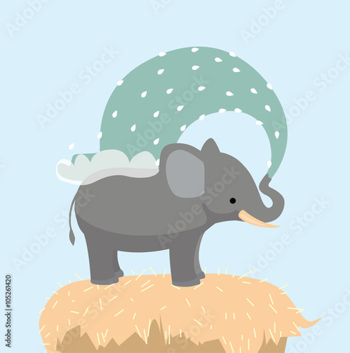 Elefant duscht sich mit seinem Rüssel