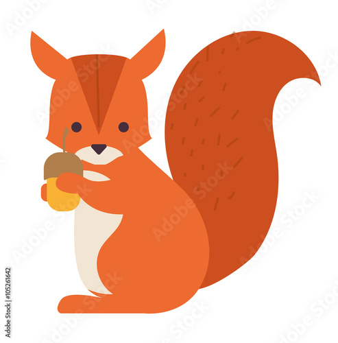 Eichhörnchen mit Eichel freigestellt