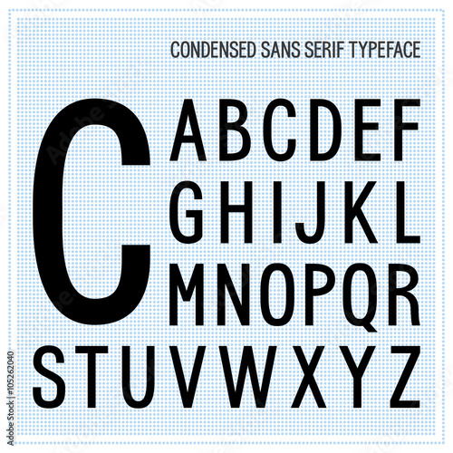 Condensed sans serif alphabet