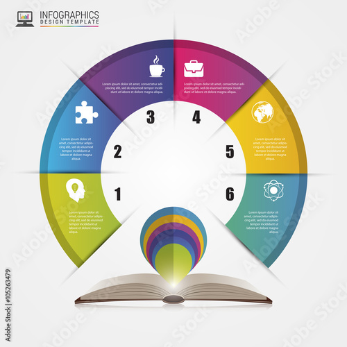 Open book. Infographics concept. Modern design template. Vector