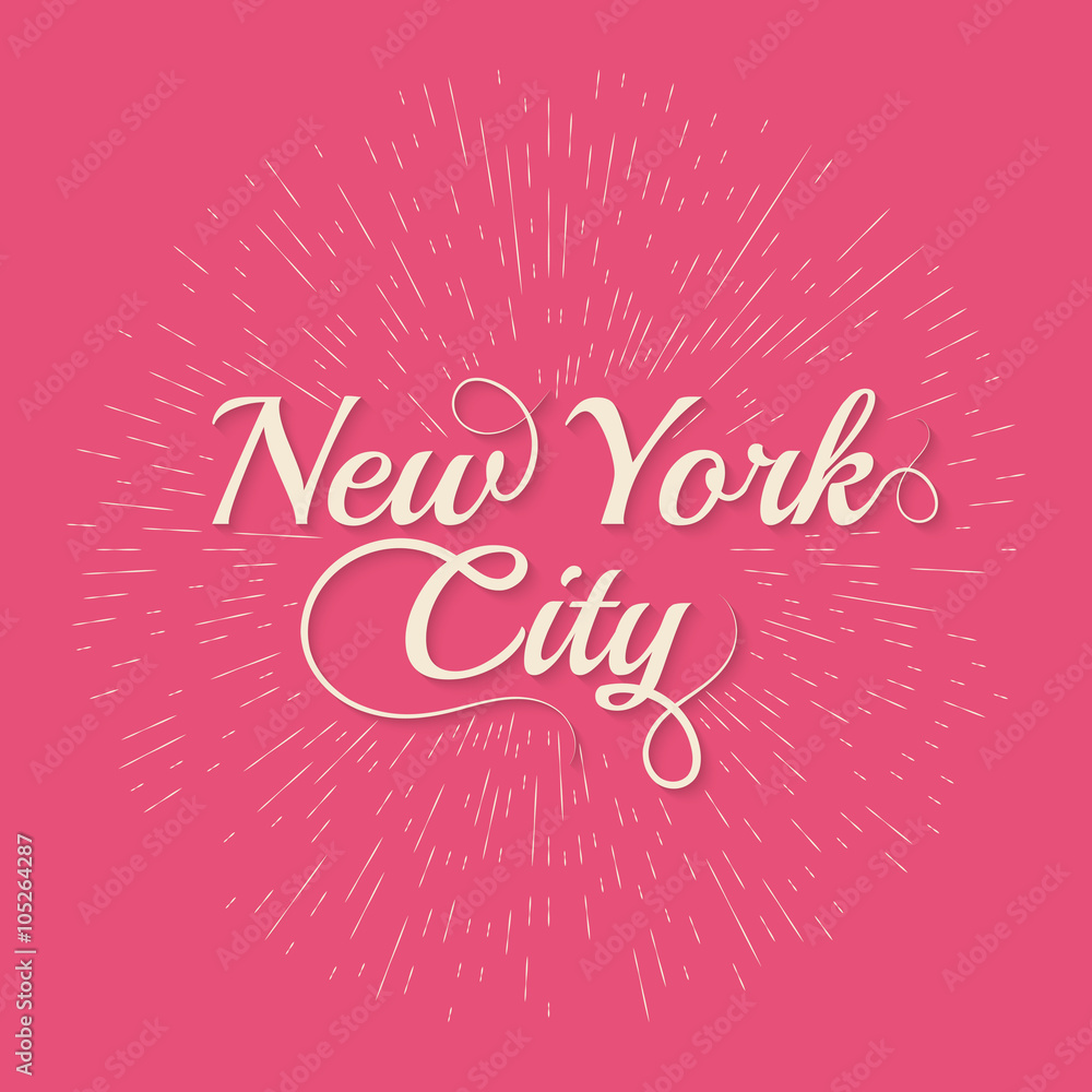 Vintage Hand lettered textured New York