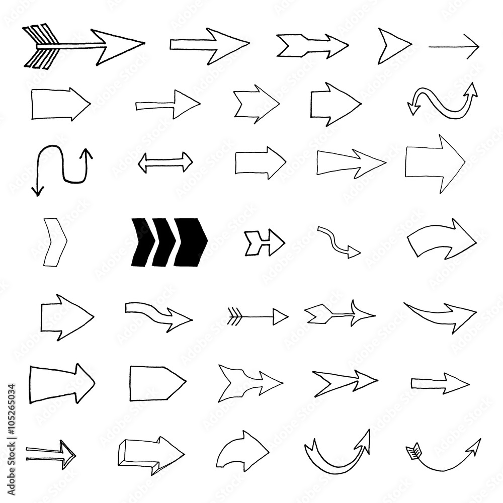 Set of the hand draw arrows. Set of the hand draw arrows.
