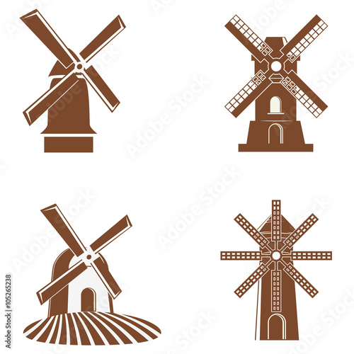 Set of vector windmill icons.