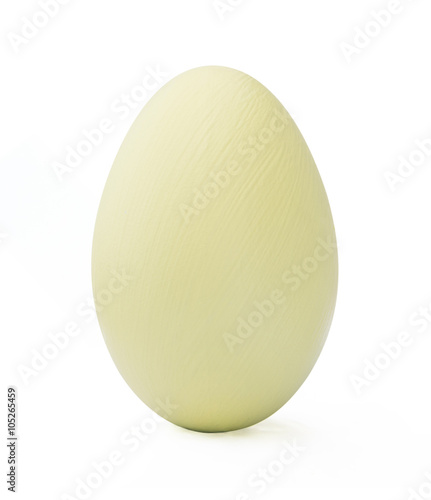 Empty green egg on white background , easter holiday