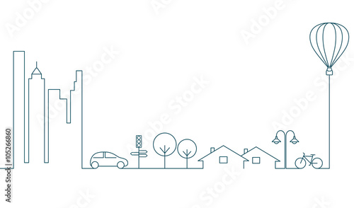 Modern city concept in linear style design