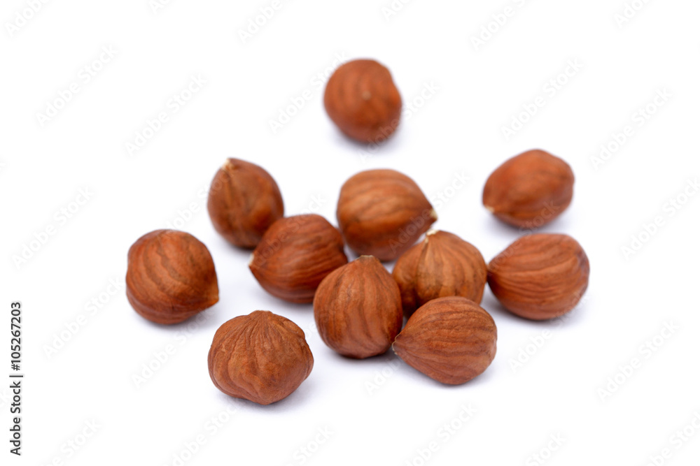 Healthy hazelnut isolated on white background Healthy hazelnut isolated on white background