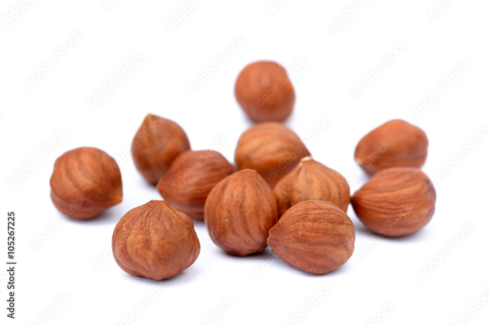 Healthy hazelnut isolated on white background Healthy hazelnut isolated on white background