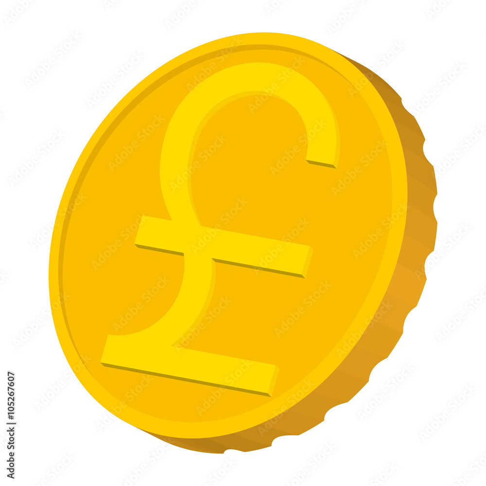 Gold coin with Pound sign icon, cartoon style Gold coin with Pound sign icon, cartoon style