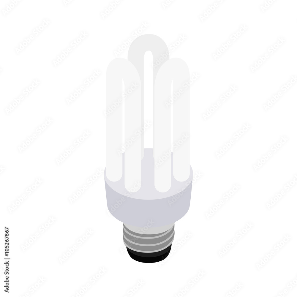 White energy saving bulb icon, isometric 3d style White energy saving bulb icon, isometric 3d style
