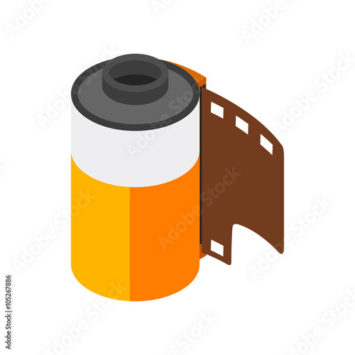 Camera film roll icon, isometric 3d style 