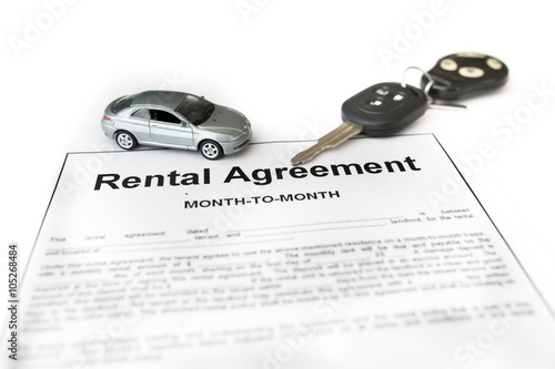 Car rental agreement with car on center