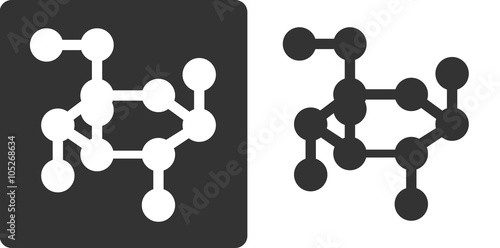 Glucose sugar molecule, flat icon style. 