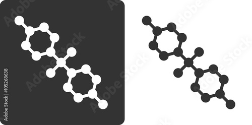 Bisphenol A (BPA) plastic pollutant molecule, flat icon style. 