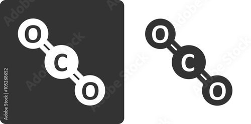 Carbon dioxide molecule, , flat icon style. Stylized rendering.
