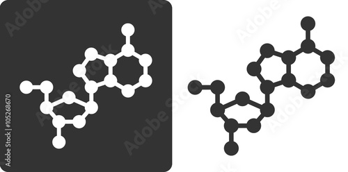 Deoxyadenosine (dA) DNA building block, flat icon style. 