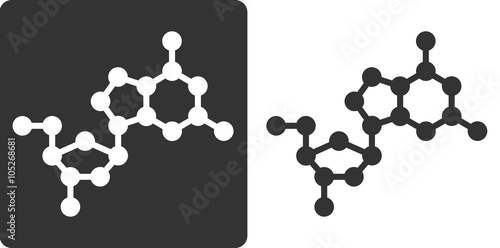Deoxyguanosine (dG) DNA building block, flat icon style. 
