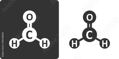 Formaldehyde pollutant molecule, flat icon style. 