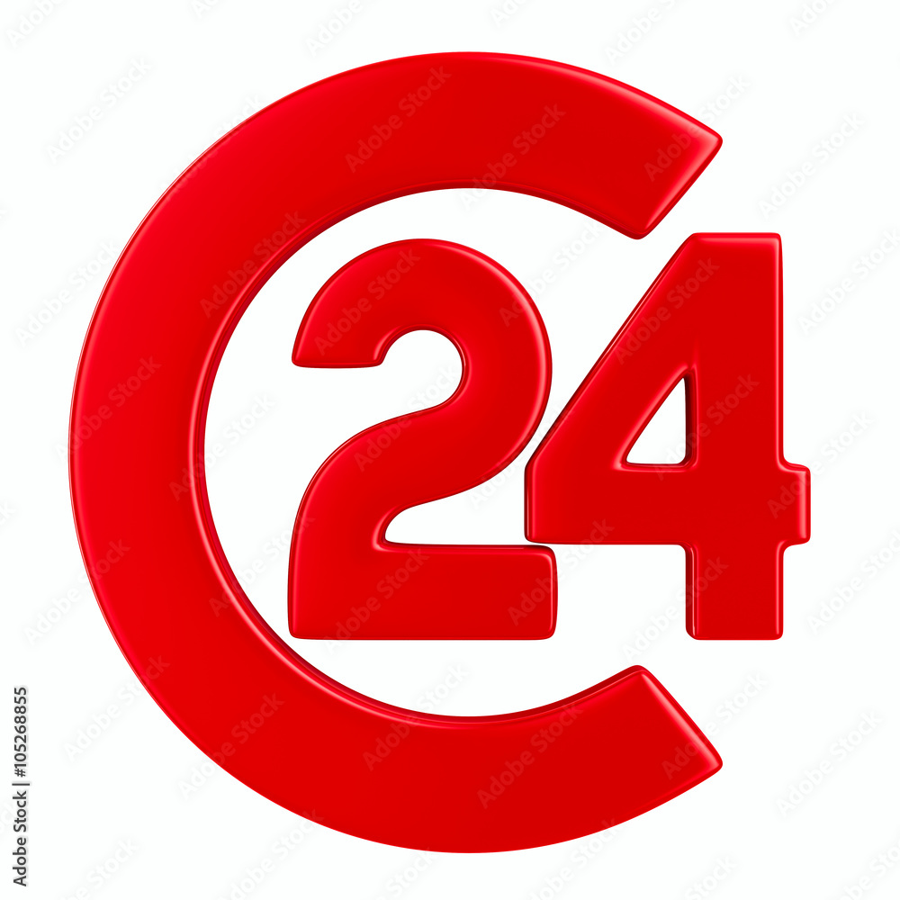 Symbol 24 hours on white background. Isolated 3D image Symbol 24 hours on white background. Isolated 3D image