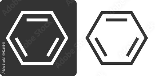Benzene (C6H6) aromatic hydrocarbon molecule, flat icon style.  photo