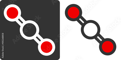 Carbon dioxide (CO2) molecule, flat icon style. Greenhouse gas.