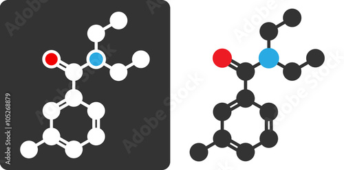 DEET (N,N-Diethyl-meta-toluamide) insect repellent molecule.