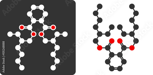 DEHP phthalate plasticizer molecule, flat icon style.  photo