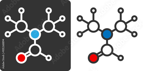 dimethylformamide (DMF) solvent molecule, flat icon style.