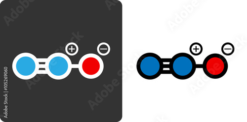 Nitrous oxide (N2O, nitrous, nitro, NOS, laughing gas) molecule.