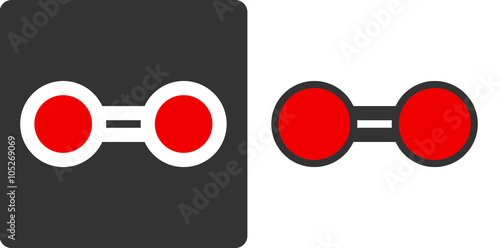 Elemental oxygen (O2), flat icon style. 