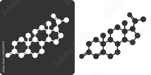 Progesterone female sex hormone molecule, flat icon style. 