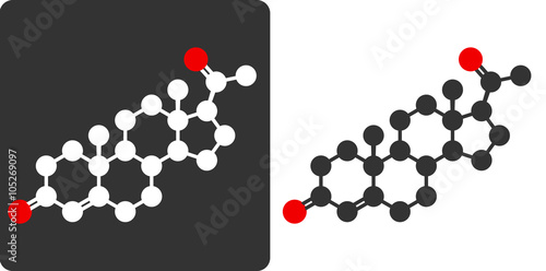 Progesterone female sex hormone molecule, flat icon style. 