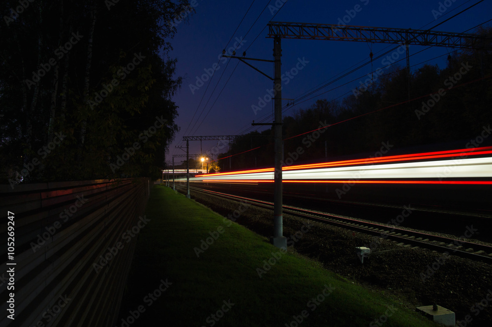 Movement on railroad tracks outside the city