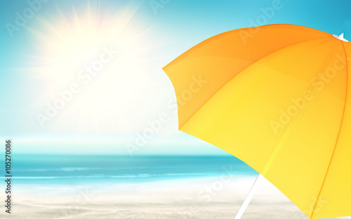 Sunshade on beach in summer photo