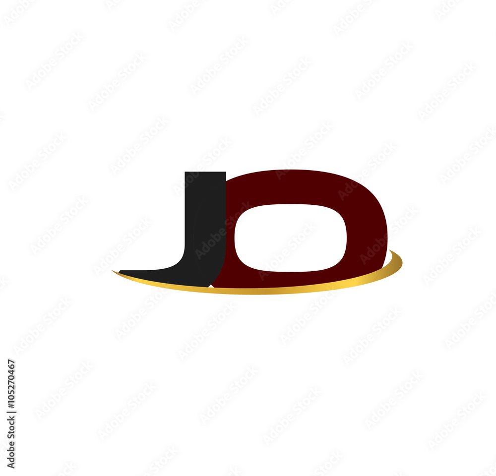 JO alphabet in grey and red with golden curve JO alphabet in grey and red with golden curve